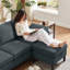 Canapé en L 79,72 po en forme de L avec repose-pieds-117027009