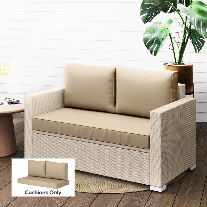 2 Seater Outdoor Seat Cushions Patio Furniture Cushions Beige, Beige