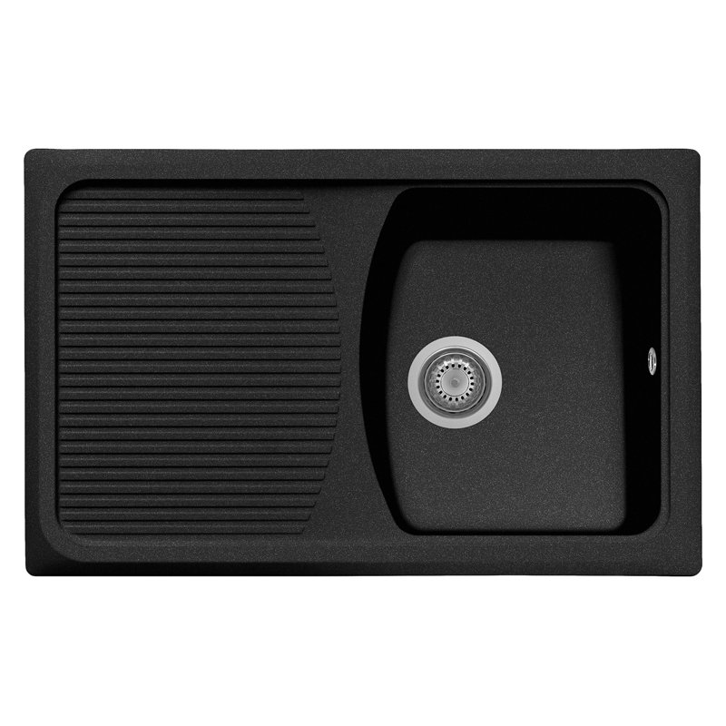 Belfry Kitchen Connelly 500mm W Single Bowl Granite Kitchen Sink with 1 Faucet Hole, Black