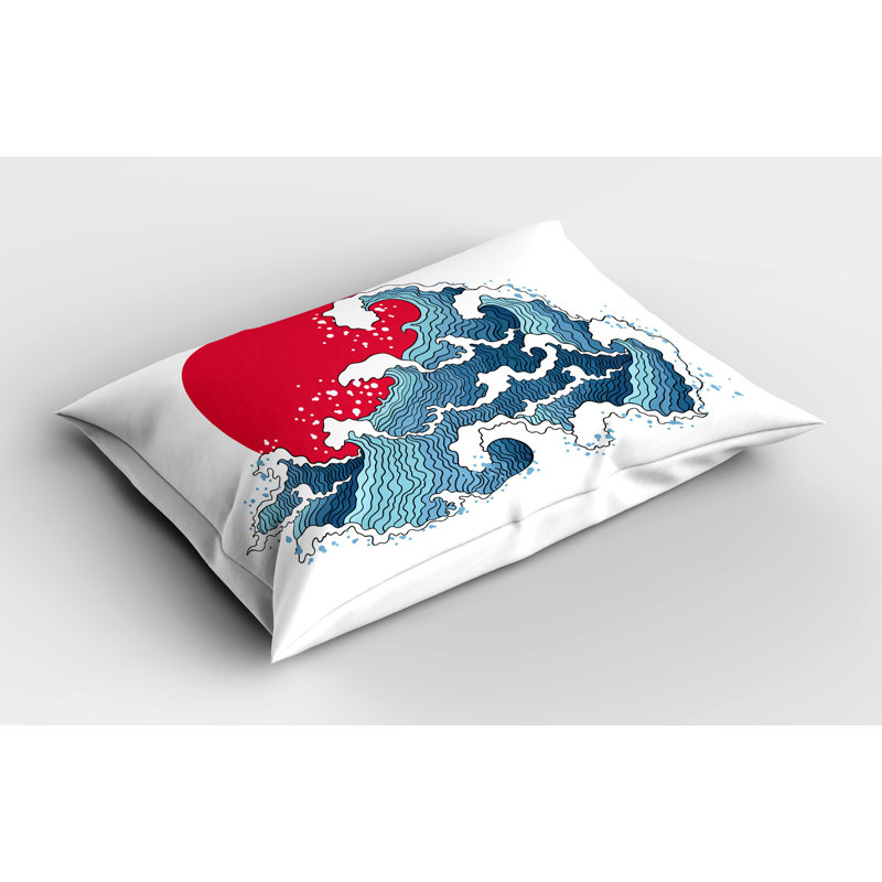 Ensemble de 2 taies décoratives japonaises Ambesonne Wave Illustration corail foncé, H 20 po x l 30 po