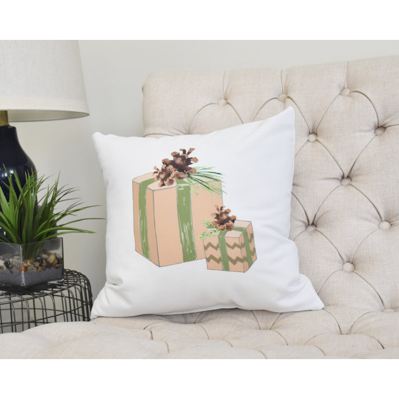 Housse et insert de coussin décoratif carré nature Maselli, 18 po x 18 po, Beige / Blanc