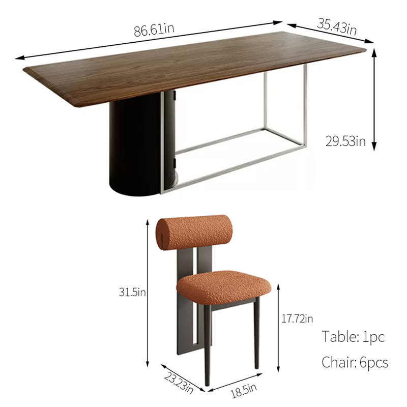 Ensemble de table de salle à manger en bois massif, H 29,53 po x L 86,61 po x l 35,43 po