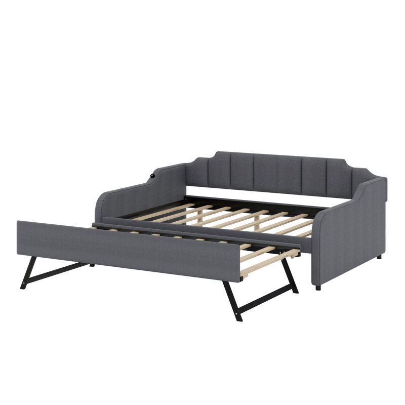 Upholstery Daybed With Trundle Bed And USB Charging Design