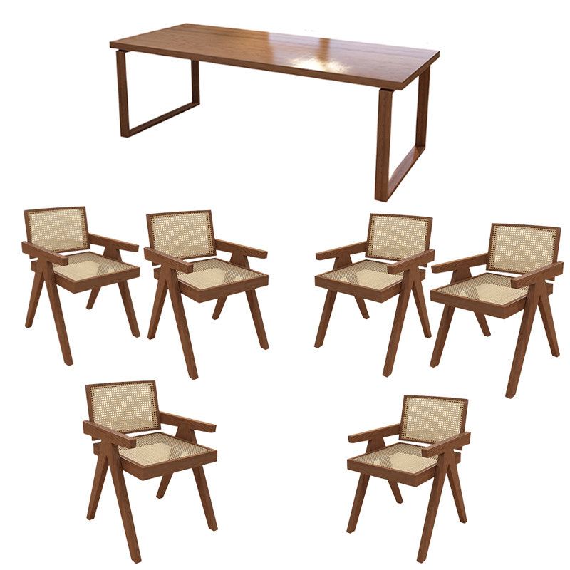 Ensembles de table de salle à manger en bois de frêne, H 29,52 po x L 78,74 po x l 31,49 po