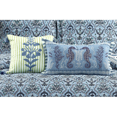Hamilton Crewel Embroidered Stripe Throw Pillow