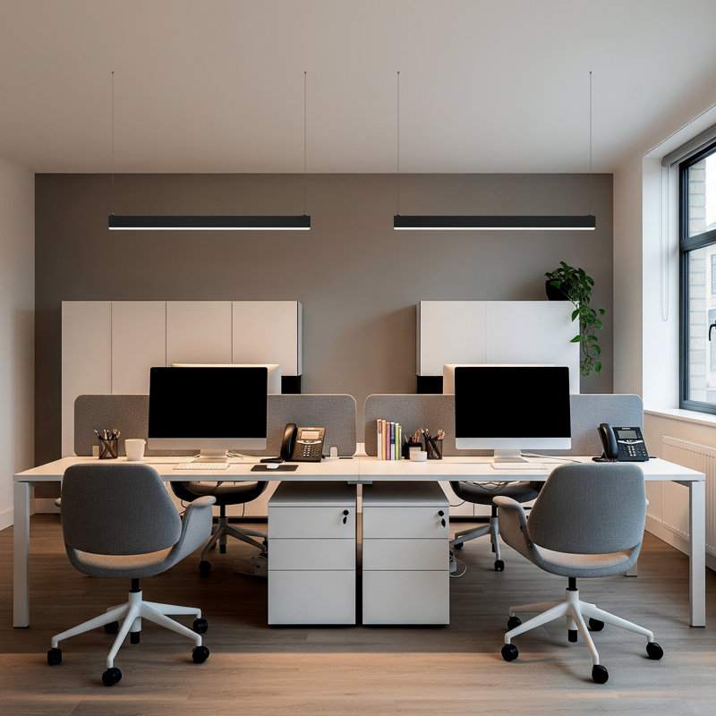 Acies 4FT Dimmable LED Shop Light Color Tempreture Selectable Suspended Lighting for Office, Black, 4600lm, 8