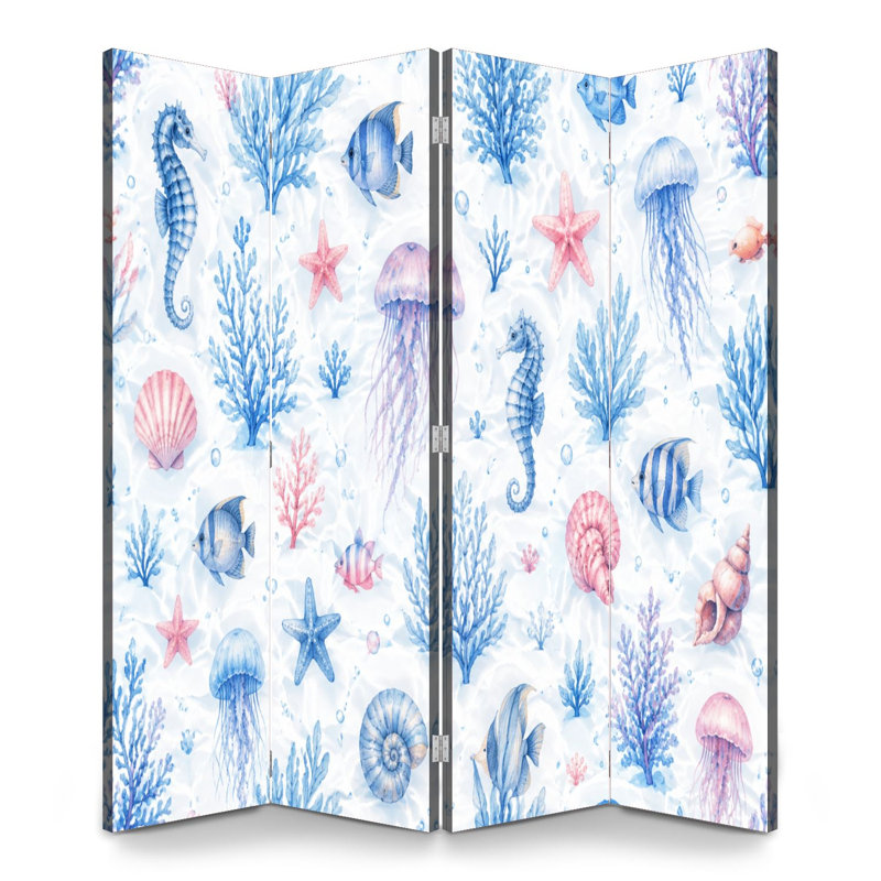 Cloison pliante 4 panneaux Royal Sea Life, 4, H 71 po x l 64 po x P 1 po