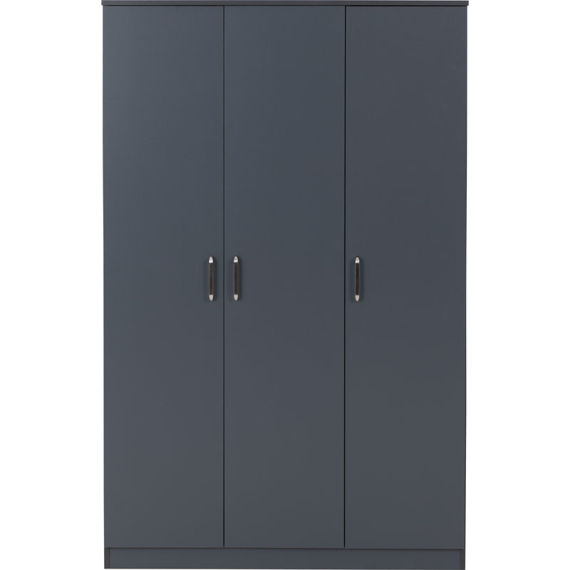 Sumrah 3 Door Manufactured Wood Wardrobe, Grey