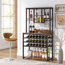 JOYDING 23.6 5 Layer Freestanding Wine Rack with Wheels 21 Bottle Display Storage  Stand