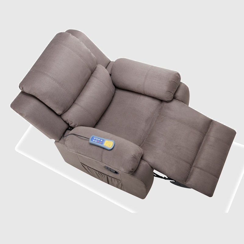 Fauteuil inclinable massant et chauffant, Microfibre / microsuède gris