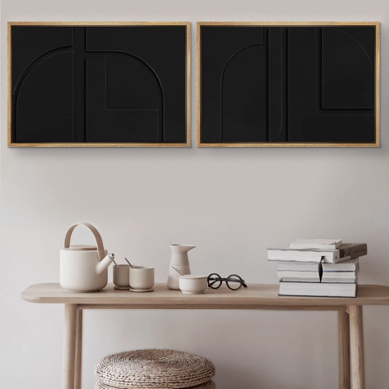 «Mid-Century Polygon Abstract Shapes Modern Art Decor Minimalist Neutral - No Texture Images», 2 pièces, Naturel