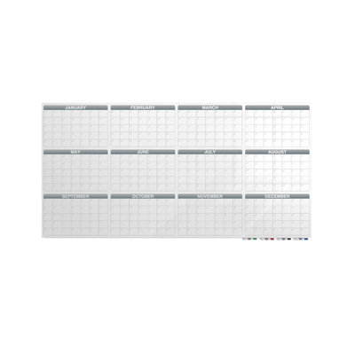 Ghent Calendar Aria Low Profile Glassboard, 1 Month Calendar, Magnetic