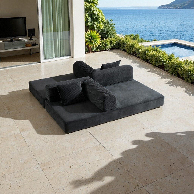 Canapé-lit modulaire 3 en 1 3 pièces, Gris