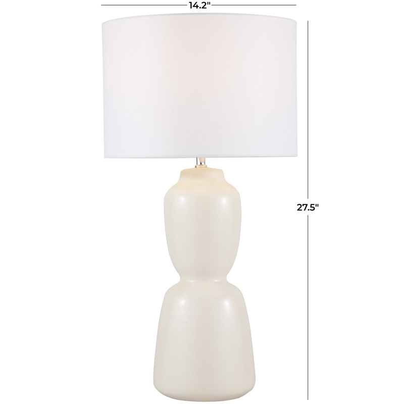 Ceramic Rounded Hourglass Cream Table Lamp