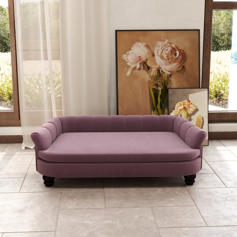 Lit tapissier pour animal de compagnie en velours, Mauve
