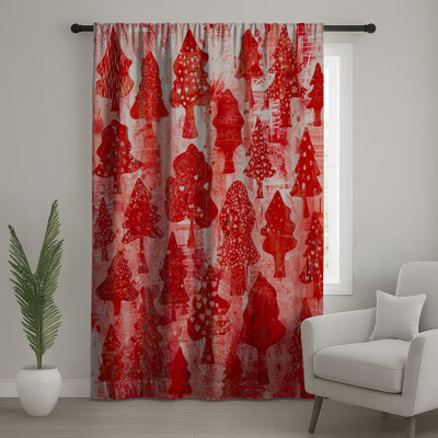 Rideaux de fenêtre rouges, voilages de Noël et rideaux occultants - 1 panneau