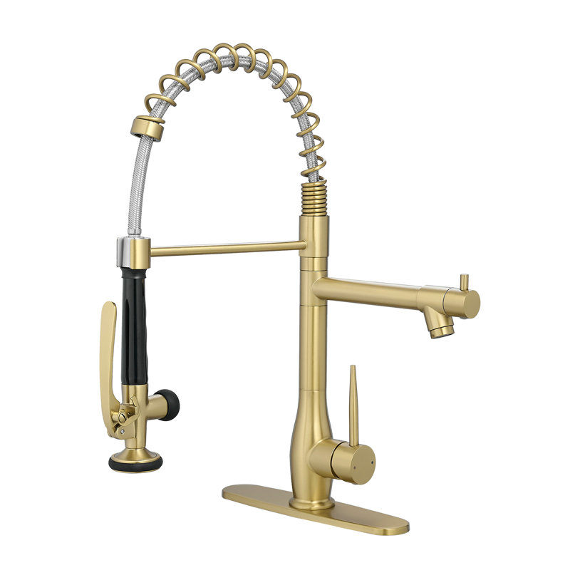 One Handle Spring Pull Down Kitchen Faucet With Deck