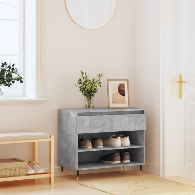 6 Pair Shoe Storage Cabinet, Concrete Grey