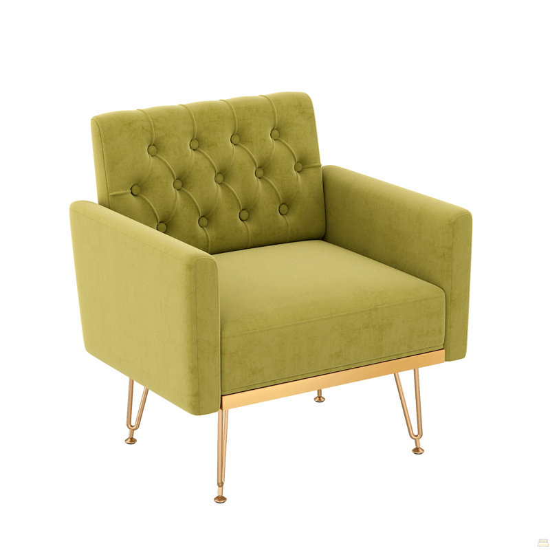 Fauteuil en velours capitonné avec canapé moderne, Vert