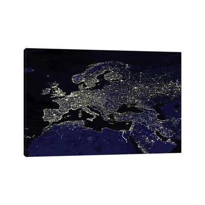 «Europe at Night, Satell Image», reproduction d'art sur toile tendue