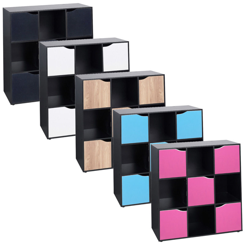 Swarna 90.5cm H x 89cm W Cube Bookcase, Black/White