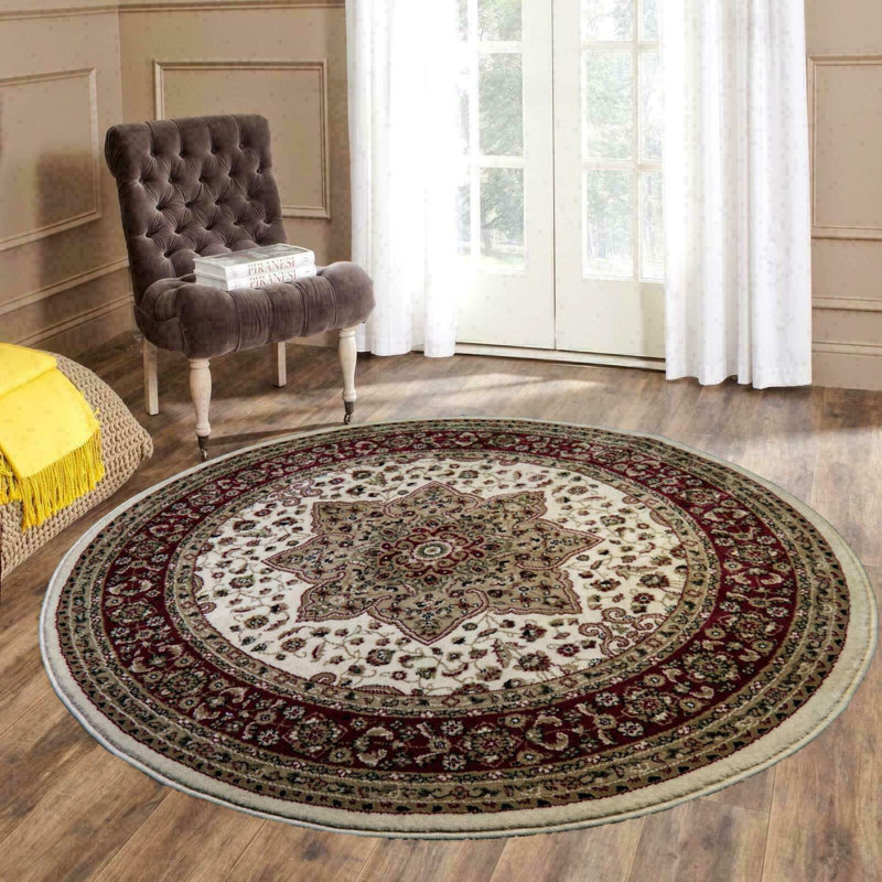 Rachita Floral Area Rug, Round 120cm