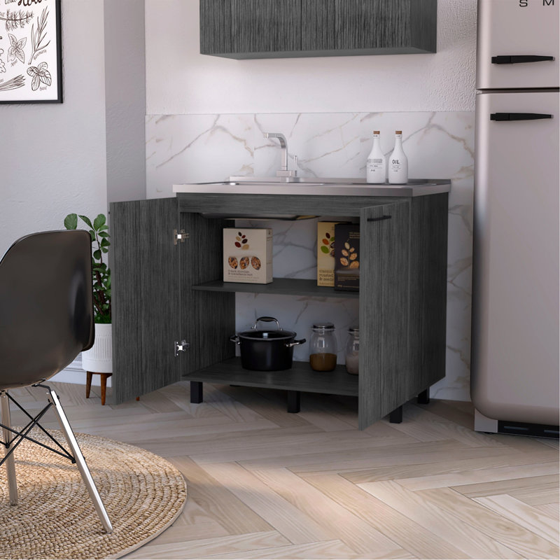 Oak Utility Sink Cabinet - Construction With 2 Doors Kitchen And In