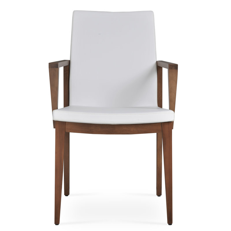 Pasha Wood Arm Chair, Walnut, White PPM
