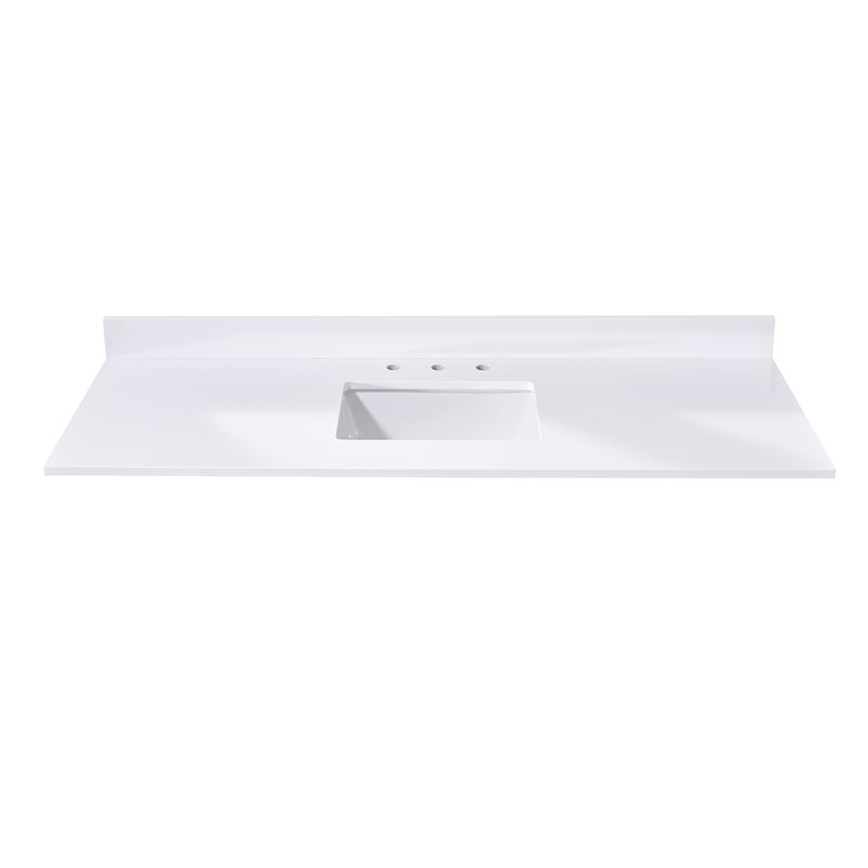 Andalo 61" Single Bathroom Vanity Top in Snow White with Sink