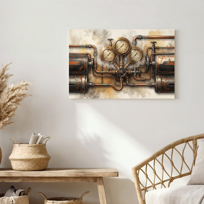 «Gallery Wrap», art mural sur toile pour le salon, la chambre à coucher, le bureau ou le vestibule - décoration murale décorative avec mécanisme Steampunk