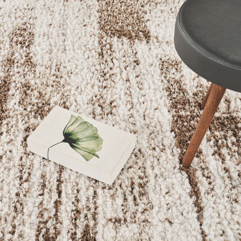 Haven Brown & Beige Abstract Shag Modern Rug, Brown/Beige, 10'0" x 14'0"