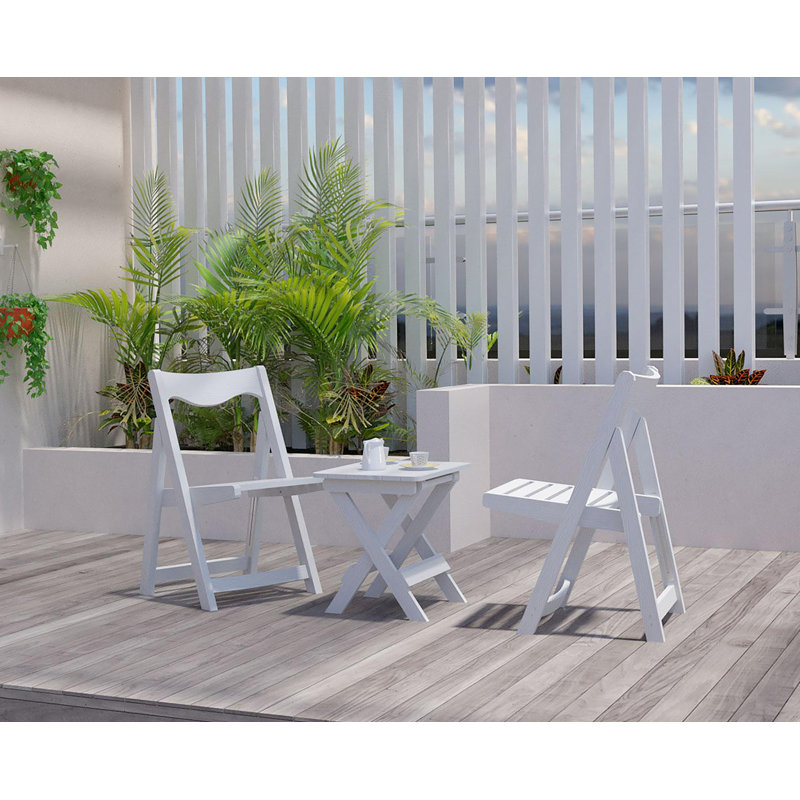 Ensemble de petites tables et chaises pliantes avec 2 chaises et table rectangulaire blanc, Blanc