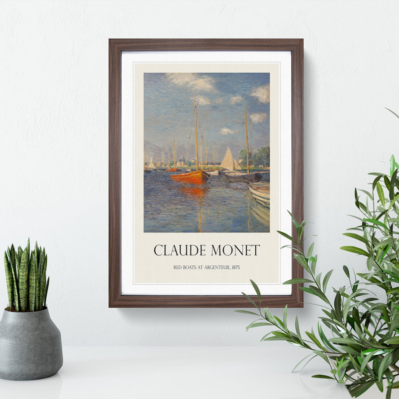 Red Boats in Argenteuil by Claude Monet - Picture Frame Graphic Art, 48cm H x 36cm W x 2cm D