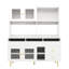 145×39×171cm Modern Multi-purpose Storage Cabinet, White with Gold Decoration, Changhong Glass Door & Wine Glass Holder for Home and Restaurant
