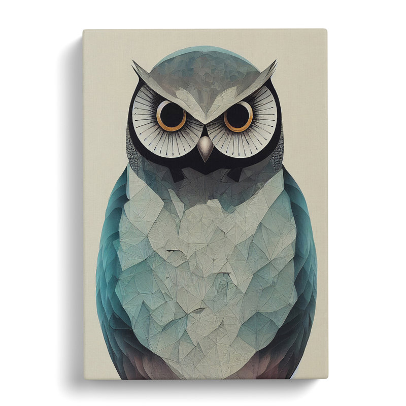 Watercolour Owl No.4 Abstract - Wrapped Canvas, 76cm H x 50cm W x 3cm D