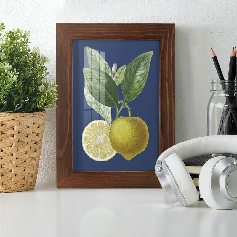 Xeden French Lemon On Navy II, reproduction d'art encadrée, H 7 po x l 5 po x P 1 po, Châtaigne
