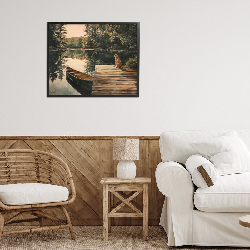 «Lake Life at Sunset», estampe numérique, design par Sara Culpepper, H 16 po x l 20 po, Giclée encadrée noir minuit