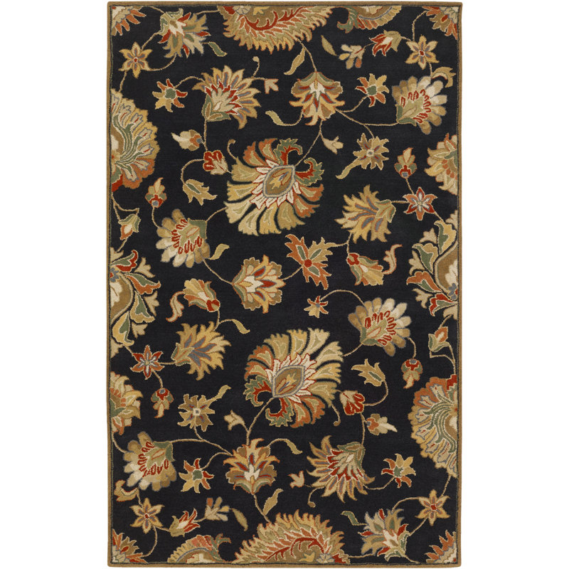 Arnedra Hand Tufted Wool Floral Indoor Rug, Rectangle 5' x 8'