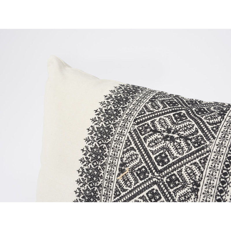 Toledo Embroidery Pillow, 22" x 22", Noir