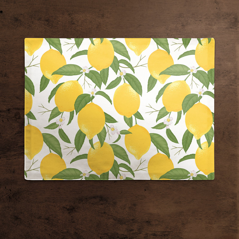 Ankaj Poly Twill Floral Rectangle Placemat, White