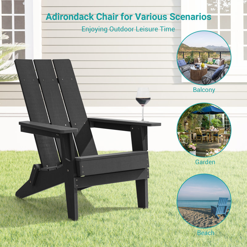 Chaise Adirondack pliable Fairlough HiPS, Noir