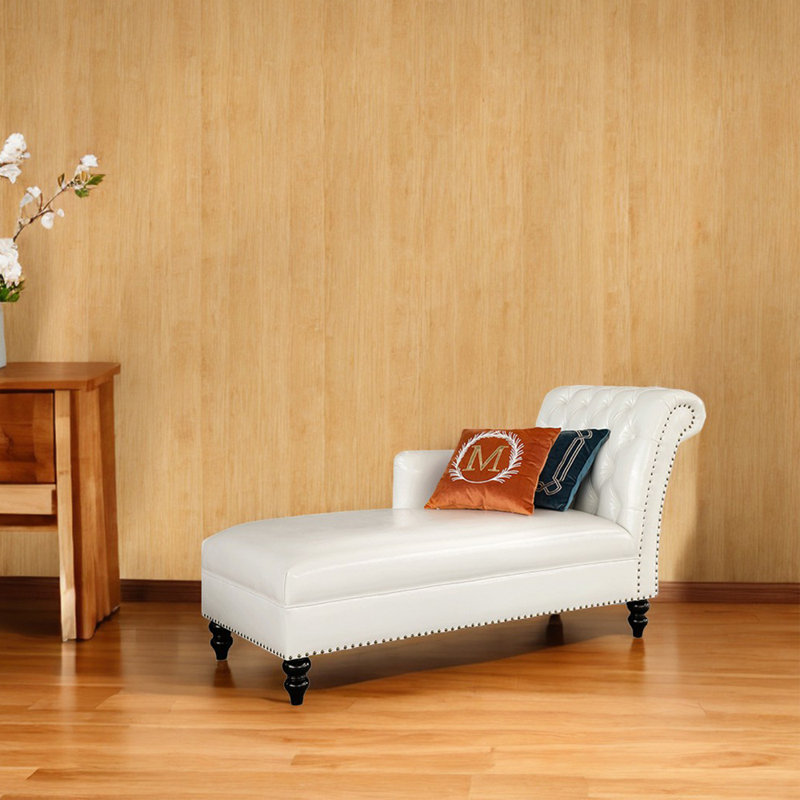 Chaise longue rembourrée Tidus, Accoudoir à droite (vu de face), Beige