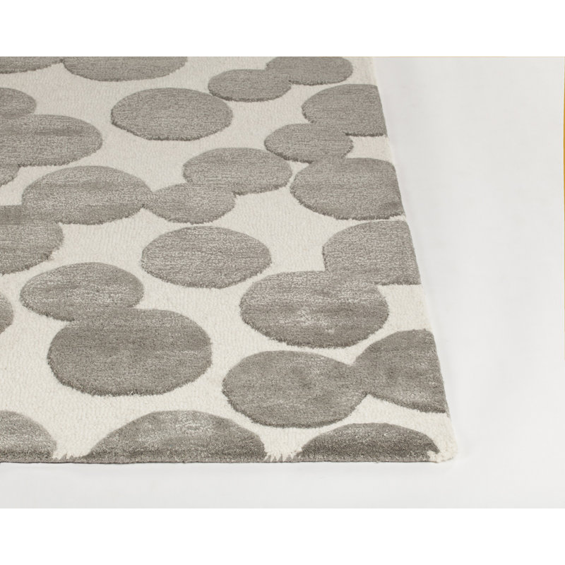 Tapis gris et beige en laine touffeté à la main Joya, Rectangle 7 pi 9 po x 10 pi 6 po