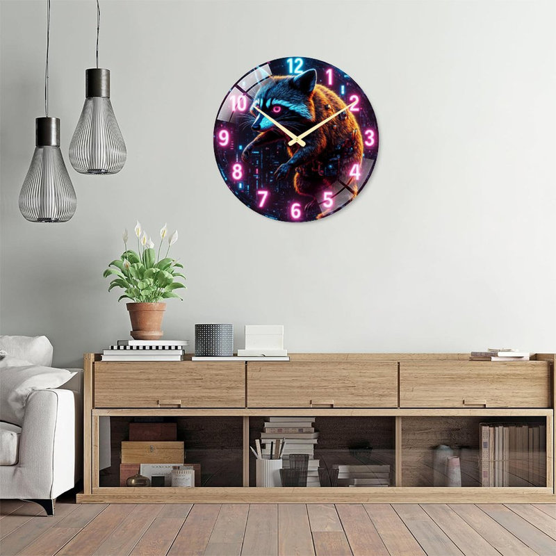 Horloge murale Raccoon Neon