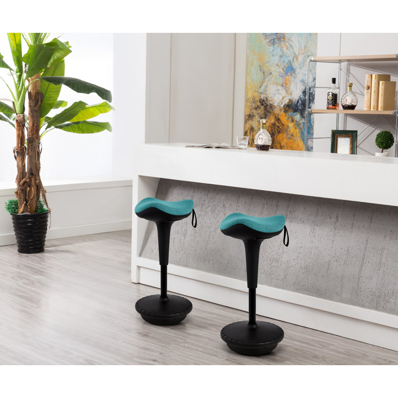 Adjustable Height Ergonomic Industrial Stool with Footrest, Blue