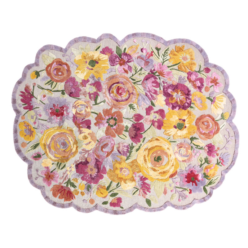 Scalloped Flower Meadow 5' X 8' Rug, Novelty 8' x 10'