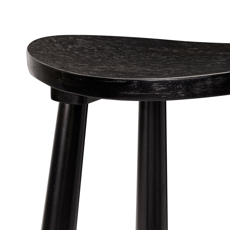 Maven Lane Luna Backless Stool in Wood Finish, Bar Stool (31" Seat Height), Rustic Black