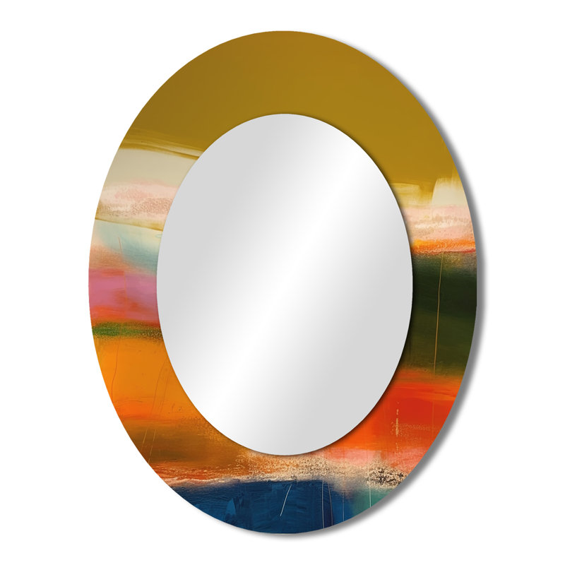 Colorfields Revisted - Modern Oval Wall Mirror, 43" x 33"