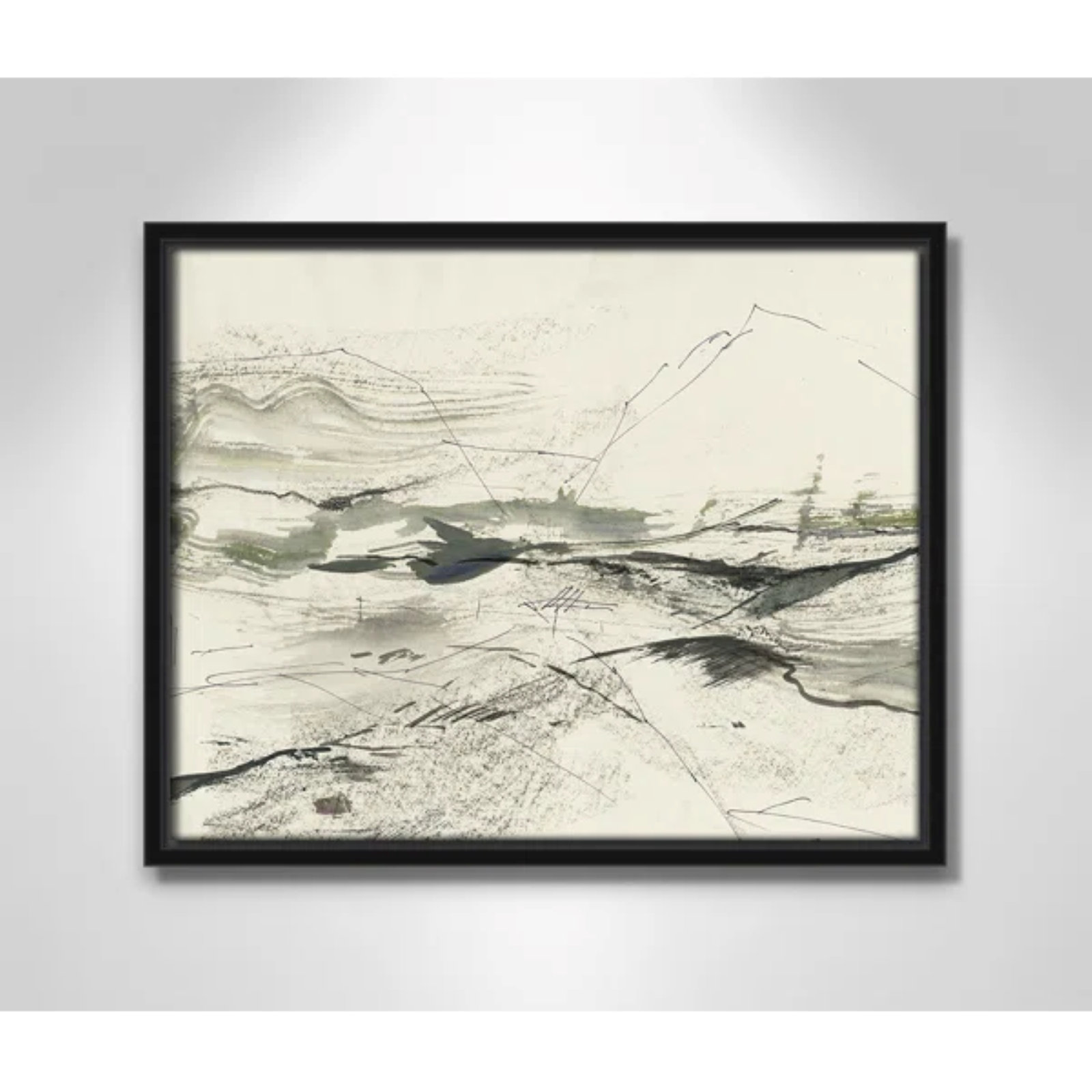 Green Sketches Print by PI Studio, 12.5" H x 15.5" W x 2" D, Black Floater Framed, No Mat