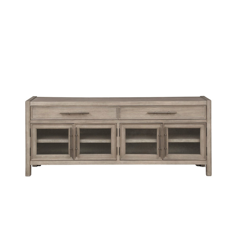 Console de meuble télé 65 pouces, aucun assemblage requis, finition chêne blanc
